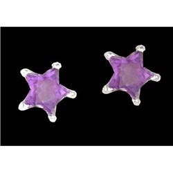 14KW Gold Amethyst Star Stud Earrings