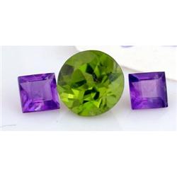 1.36ct. Round Peridot , Amethyst Loose Stone