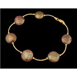 14KY Gold Top Drill Round Tahitian Pearl Bracel