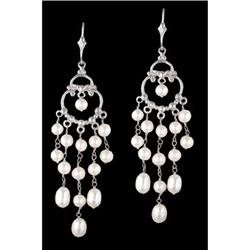 14KW Gold Pearl Chandelier Dangling Earring