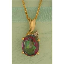 10KY Gold 2.00ct Mystic Topaz and Diamond Penda