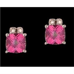 14KW Gold 5.84ct Pink Topaz/Diamond Earrings