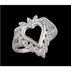 14KW Gold Diamond Heart Leaf Ring