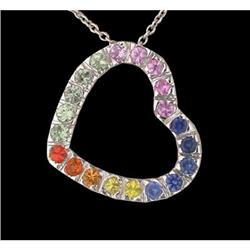 14KW Gold 1.00ct Multi Sapphire Heart Pendant