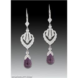 14KW 3.28ct Diamond Amethyst Chandelier Earring