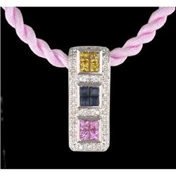 14KW Gold Multi Color Sapphire /Diamond Pendant