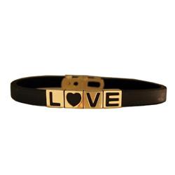 14KY Gold LOVE Bracelet w/Black Rubber