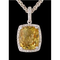 14KW Gold 5.20ct Citrine/Diamond Pendant