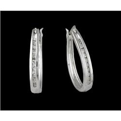 10KW Gold Diamond Hinged Hoop Earrings 