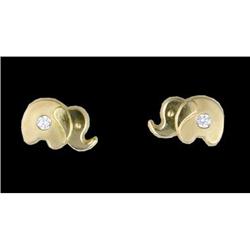 14KY Gold (not plated) CZ Elephant Earr