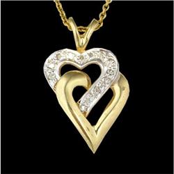 14KY Gold Double Heart Diamond Pendant