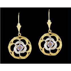 14KYW Gold .55ct. Tanzanite/Diamond Earrings