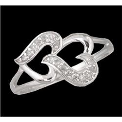 10KW Gold Sweet Open Heart Dianond Ring