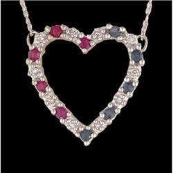 10KW Gold Lovely Sappiire, Ruby, Diamond Heart 
