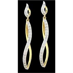 10KYW Gold Diamond Dangling Earrings