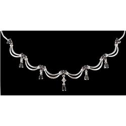 14KW Gold 2.50ct. Sapphire /Diamond Scalloped Necklace