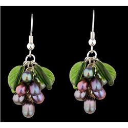 Sterling Silver Grape Pearl Dangling Earrings