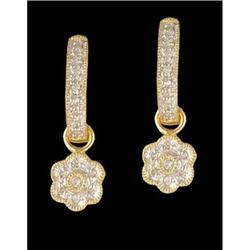 14KY Gold Diamond Dangling Hoop Earrings