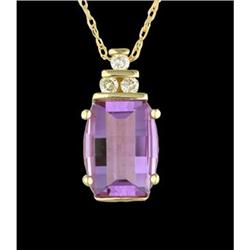 10KY Gold Striking 2.75ct. Amethyst Diamond Nec
