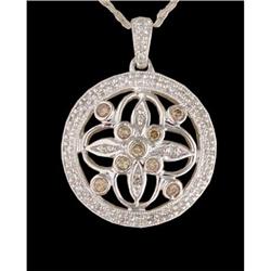 14KW Gold Circle Flower Diamond Necklac