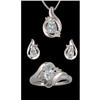 Image 1 : 10KW Gold, Aquamarine Set; Ring, Pendant, Earri