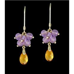 10KY Gold 5.00ct. Amethyst/Citrine Dangling Ear