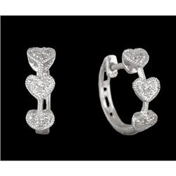 14KW Gold Triple Diamond Hoop Earrings