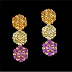10KY Gold Pretty Multi Color Gemstones Flower E