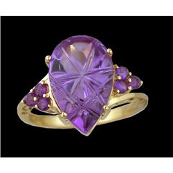 10KY Gold 5.90ct. Pear-Shaped Amethyst Ring