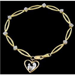 10KY Gold MOM and Child Charm Heart Diamond Bra