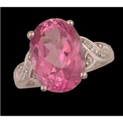 10KW Gold 6.75ct. Pink Topaz / Diamond Ring