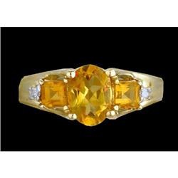 Sparkling 3 Stone Citrine/Diamond Ring