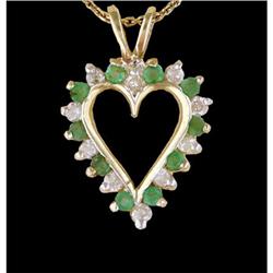 10KY Gold Beautiful .65ct. Emerald / Diamond Pe