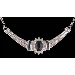 10KW Gold 1.59ct Sapphire and Diamond Necklace