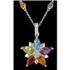 Image 1 : 14KW Gold 3.15ct Multi Gemstone/Diamond Flower 