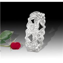 14k Fancy Flower .90ct Diamond Eternity Wedding