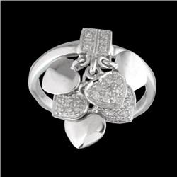 14KW Gold Dangling Heart Diamond Ring