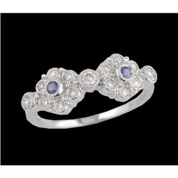 18KW Gold Tanzanite and Diamond Flower Ring