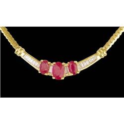 10KY Gold 1.50ct Ruby and Baguette Necklace