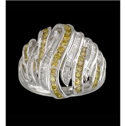 14KW Gold Yellow Canary Diamond and Baguette Ri