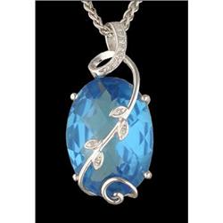 14KW Gold 35.68ct. Genuine Blue Topaz / Diamond