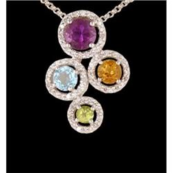 14KW Gold 1.17ct. Muti Color Stone/ Diamond Nec