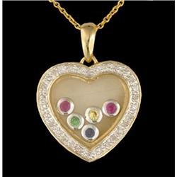 14KY Gold Floating Diamond/Multi Sapphire Heart