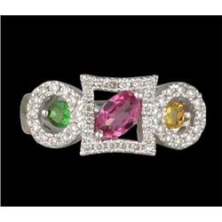 14KW Gold 1.46ct Multi Sapphire/Diamond Ring