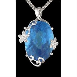 14KW Gold 49.73ct. Genuine Blue Topaz / Diamond