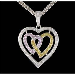 14KW Gold Diamond/Multi Sapphire Heart Pendant
