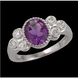 14KW Gold 2.20ct Amethyst/Diamond Ring