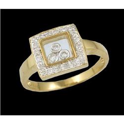 14KY Gold Floating Diamond Square-Shaped Ring