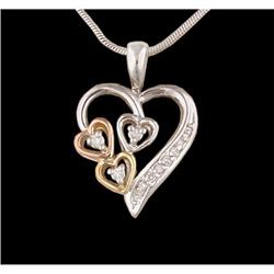 10K Gold Sweet Triple Diamond Heart Pendant