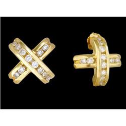 10KY Gold Stylish .60ct. Diamond X Earrings